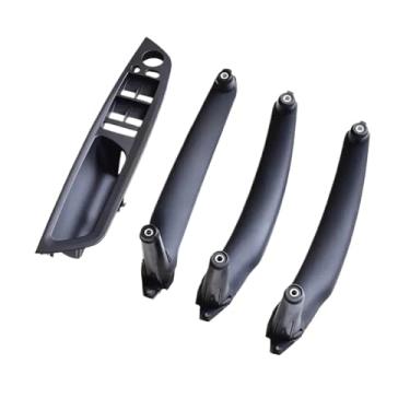 Imagem de Lhd 4 peças maçaneta da porta dianteira do carro, apoio de braço, capa interior do painel de tração, compatível com bmw x5 x6 e70 e71 2007-2013(Black LHD 4PCS SET)