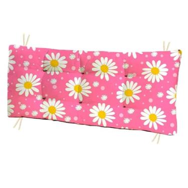Imagem de Almofada Futon Estampada 110x35 para Banco e Cadeira Almofada para Banco Moderna e Decorativa (Margaridas Rosa)