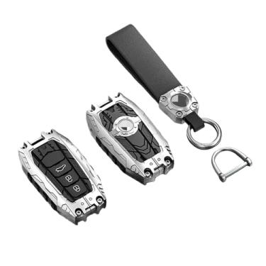 Imagem de Capa de metal para chave de carro com 2/3/4 botões, chaveiro compatível com Toyota Camry CHR Corolla RAV4 Avalon Land Cruiser Prado Prius 2017-2022(3 Buttons Silver)
