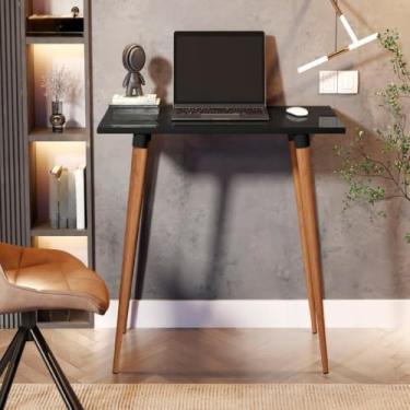 Imagem de Escrivaninha Industrial，Mesa Escrivaninha Retrô Escritório Minimalista Elegance Computador Pé Palito (Preto Fosco)