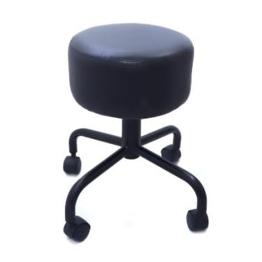 Imagem de Banqueta Giratória com Rodas e Assento Estofado - Diâmetro 29cm, Altura 46cm, Fácil Limpeza, para Clínica, Laboratório, Salão, Escritório e Casa