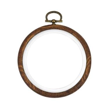Imagem de Aro Decorativo Para Bordado Em Ponto Cruz Imitando Madeira Redondo Ova