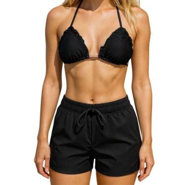 Imagem de Short Feminino Avulso Confort Fit com Forro Praia & Academia Cor:Preto