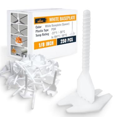 Imagem de ALBO Placas de base do sistema de nivelamento de azulejos 1/20.3 cm - 250 peças - Espaçadores profissionais de piso e parede, clipes de instalação anti-lábios para todos os formatos de azulejo