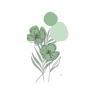 Imagem de Adesivo de Parede Floral Lavável Autocolante – Papel de Parede Decorativo Minimalista para Sala Quarto e Cozinha (Verde,1,50x88)