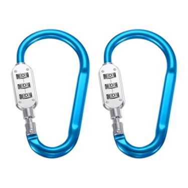 Imagem de PATIKIL Fechaduras combinadas de 11 cm, 2 peças, combinação de clipe de bloqueio de 3 dígitos, cadeado de anel em D para mala, bagagem, viagem, mochila, alça de cabo, elo, corrente de capacete, azul