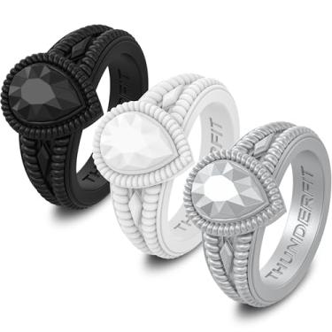 Imagem de ThunderFit Anéis de silicone para mulheres, alianças de noivado de borracha de pera 13,5 mm de largura 5,5 mm de espessura - pacote variado de 1/2/3, 11.5 - 12 (20.8mm), Silicone, Sem pedra preciosa