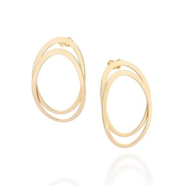 Imagem de Maxi Brinco Rommanel Oval Vazazdo Sobreposto Banhado a Ouro 18k - 527409
