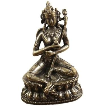 Imagem de FENNYYAR Estátua antiga de Buda de cobre para casa, 6 cm, 6 cm, sala de estar, escritório, decoração, estatuetas de latão