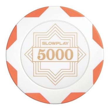 Imagem de SLOWPLAY Nash Clay Poker Chips White Gold Edition, composto de argila pesada de 14 gramas, fichas grandes de 40 mm a granel, pacote com 50 com denominação de 5000