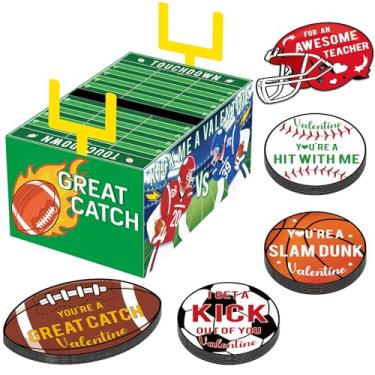 Imagem de COCHIE Caixas de Dia dos Namorados para Crianças Futebol Americano Valentine Caixa de Correio Artesanato Caixas de Dia dos Namorados com Cartões para Troca de Sala de Aula Meninos Meninas Lembranças