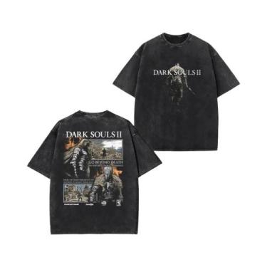 Imagem de Camiseta Retro De Algodão Lavado Com Estampa Do Jogo Dark Souls II Par