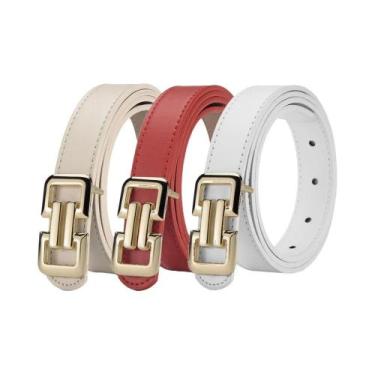 Imagem de Cinto Feminino Colorido Em PU Com Fivela Lisa, Moderno E Elegante Para