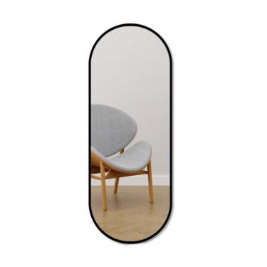 Imagem de Espelho oval com moldura preta em goma elástica - Artes veneza