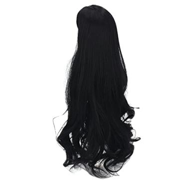 Imagem de Naroote Peruca de Cabelo de Boneca Longa Encaracolada Peruca Preta Natural para Boneca 1/3 Acessórios de Reposição DIY para Bonecas, Malha Interna de Alta Elasticidade para Ajuste Natural, Adequada para Circunferência de Cabeça de de 8,3-9,4 pol.