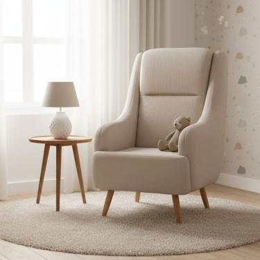 Imagem de Poltrona de Amamentação Fixa com 4 Pés Queen Marrom Claro