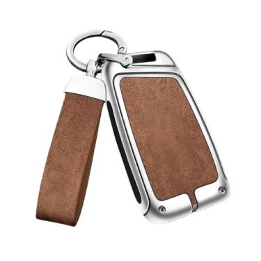 Imagem de Capa De Chave De Carro Em Liga De Zinco, Compatível Com Seat Ateca Leon Fr 2 Ibiza, Capa De Couro Genuíno De Alta Qualidade, Fivela, Acessórios Automotivos(C silver brown)
