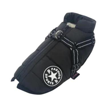 Imagem de Jaqueta Grande Impermeável Para Cães De Inverno Com Arnês, Casaco Quen