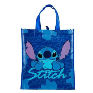 Imagem de Sacola Feira Reutilizável Azul Stitch 39x35cm Disney - taimes