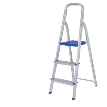Imagem de Escadas 3 Degraus Alumínio Dobrável Resistente Doméstica – Suporta 120kg, Ideal para Tarefas Casa e Escritório