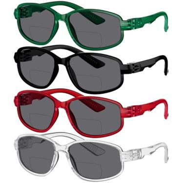 Imagem de Eyekepper Óculos de sol bifocais polarizados de policarbonato estilo piloto óculos de leitura polarizados para uso externo, Nsg801 - Pacote com 4 cores mistas, +2.00