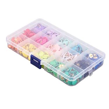 Imagem de Aoresac Pacote Colorido de Alfinetes Bonitos, Tachinhas de Ponta de Aço de Plástico Forte, 15 Cores Em Caixa Transparente, para Quadros de Cortiça, Mapas