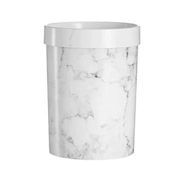 Imagem de Lixeira 8L/12L Lixeira doméstica sem tampa Prática lata de lixo de plástico com anel prensado na sala de estar, lixeira de cozinha de quarto (branco, 8l)