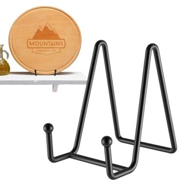 Imagem de Expositores de Placas - Suporte de de ferro preto | Suporte de placa de suporte para imagem, placa decorativa, cavalete de foto, suporte de exibição de trabalho artístico, molduras