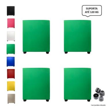 Imagem de Kit 4 puff quadrado banqueta cubo - Melhor Opção , Verde