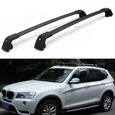 Imagem de YiXi-Partswell 2 peças de rack de teto travável barras transversais bagageiro alumínio adequado para BMW X3 F25 2011-2017 - preto