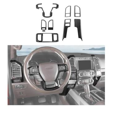 Imagem de 9 kits de acabamento interno de grão de madeira adequados para Ford F150 2015-2020 acessórios de decoração de interiores painel de controle central para ventilação de ar esquerdo e direito painel de