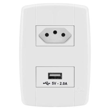 Imagem de Conjunto 1 Tomada 10A + 1 Usb - Ilumi Lev - 87028