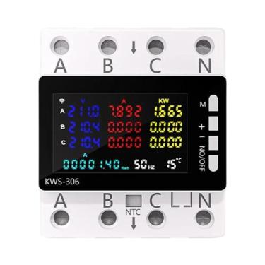 Imagem de Medidor De Energia Inteligente WiFi Trifásico Tuya Com Testador De kWh