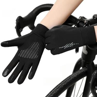 Imagem de Luvas de inverno para mulheres e homens, luvas antiderrapantes para tela sensível ao toque com clipe, luvas térmicas quentes para esportes ao ar livre, Preto, tamanho �nico