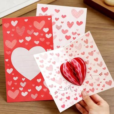 Imagem de 2 peças de cartão rosa em forma de coração amor tipo postal dobrável dia dos namorados acessórios de decoração de festa de casamento