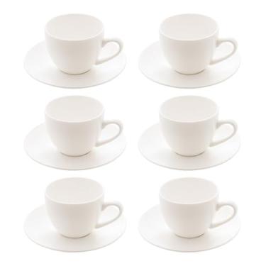 Imagem de Xícaras Café Com Pires Porcelana 100ml Café Da Manhã Chá Capuccino 6 Unidades Restaurante Premium