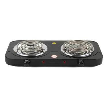 Imagem de Fogareiro Elétrico Portátil 2 Bocas 2000W 220V – Fogão Cooktop de Mesa para Camping, Viagem e Uso Doméstico (Preto 220V)
