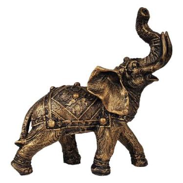 Imagem de Elefante Indiano Decorativo em Resina Escultura Espiritual e Prosperid