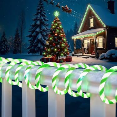Imagem de Toodour Luzes de bengala doce de Natal, 15 m, 360 LED, luzes de corda de bengala doce, ao ar livre, com 8 modos, conectável, temporizador, luz de Natal branca e verde à prova d'água para jardim, pátio