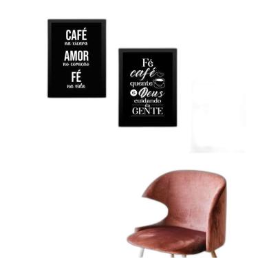 Imagem de Kit 3 Quadros Cozinha Café Com Fé 24X18Cm