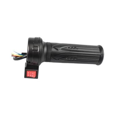 Imagem de Manopla De Couro Preto Para Bicicleta Elétrica Com Controle De Velocid