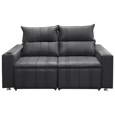 Imagem de Sofá 2 Lugares Retrátil E Reclinável Madri 1,80m - Suede Chumbo