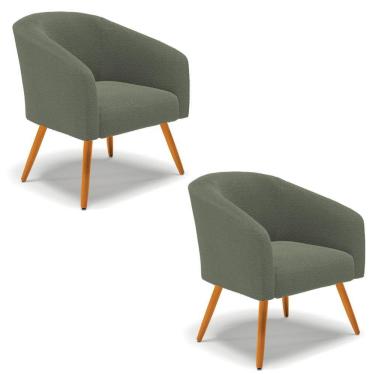 Imagem de Cadeira Sala De Jantar Pé Palito Castanho Kit 2 Stella Bouclê D03 - D\'rossi Menta