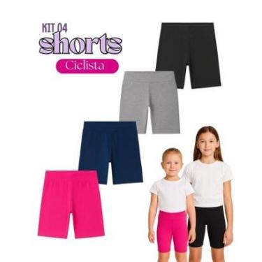 Imagem de Kit 4 Shorts Menina Ciclista básico Infantil Juvenil Roupa Verão Feminina Algodão + Cotton Tam 4-10-Feminino