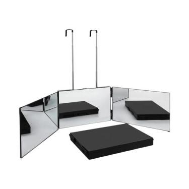 Imagem de Espelho De Maquiagem Portátil 360 Trifold Com Gancho Telescópico Ajust