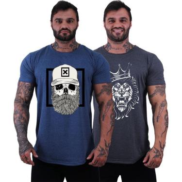 Imagem de Kit 2 Camiseta Longline Masculina MXD Conceito Básico Sport Fitness Silk Screen-Masculino
