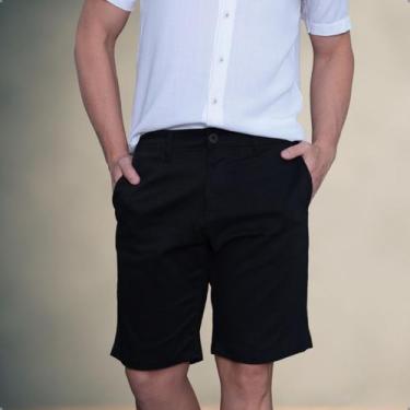 Imagem de Bermuda Alfaiataria Sarja Masculino Social Slim Com Elastano - Dixon J