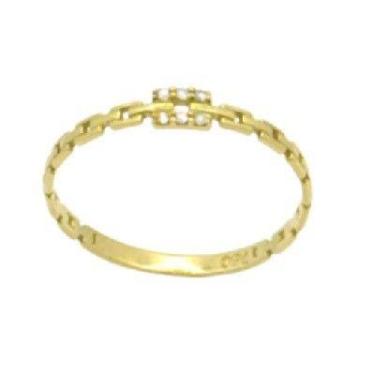 Imagem de Anel em Ouro 18k com Zircônia - Fio Corrente - Joia de Compromisso - J