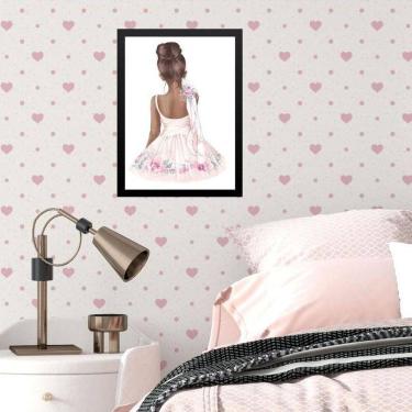Imagem de Quadro Infantil Menina Bailarina Morena 24X18Cm - Com Vidro