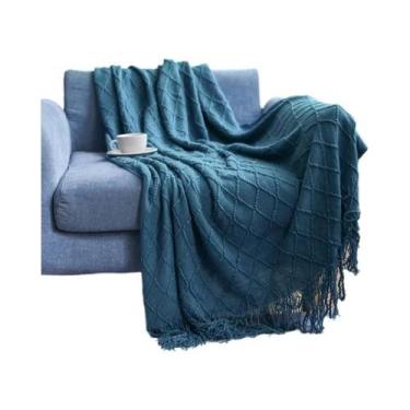 Imagem de Manta Decorativa Verde Gigante De Tricô Texturizado Macio Para Sofá, P